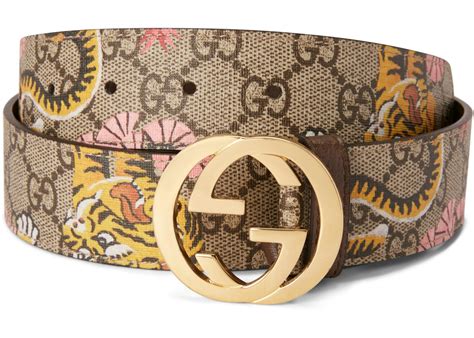 Gucci Interlocking G Belt GG Supreme Bengal Print Beige 